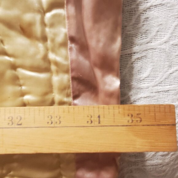 Vtg Silk Quilted Baby Blanket 43x36" Handmade Pastel Newborn Infant Toddler READ - Picture 5 of 9
